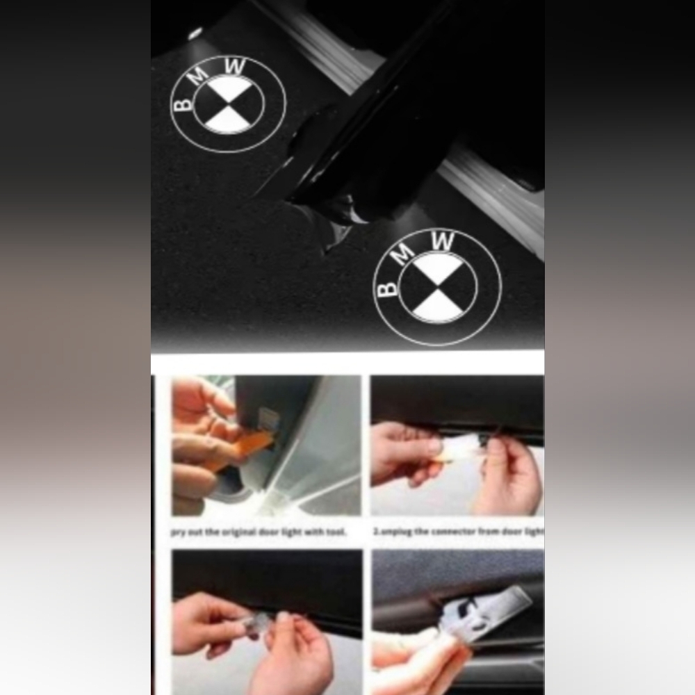 2 plug and play BMW LED logo door car door puddle lights